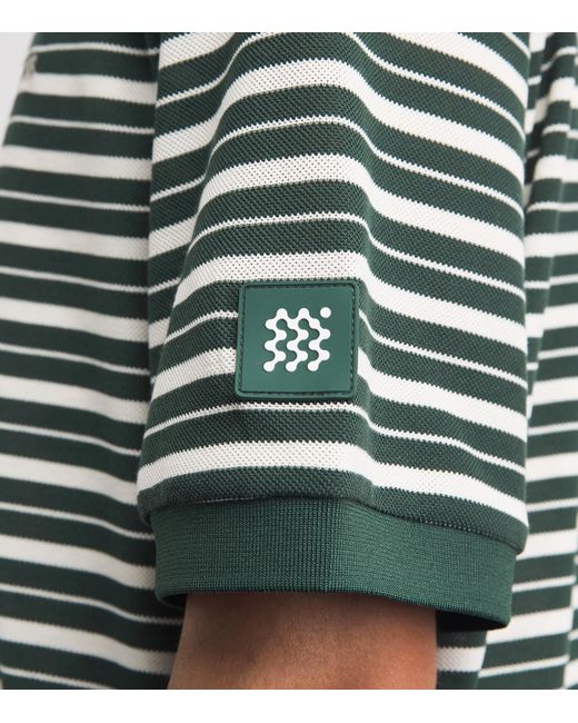 Manors Green Piqué Stripe Goat Polo Shirt for men