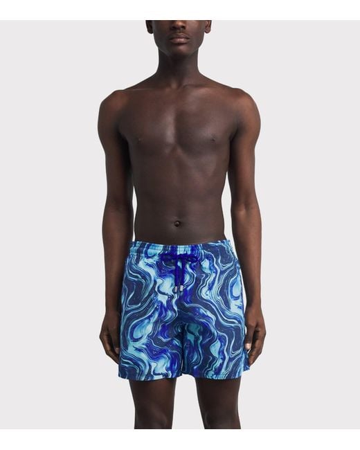 Vilebrequin Blue Marble Print Moorea Swim Shorts for men
