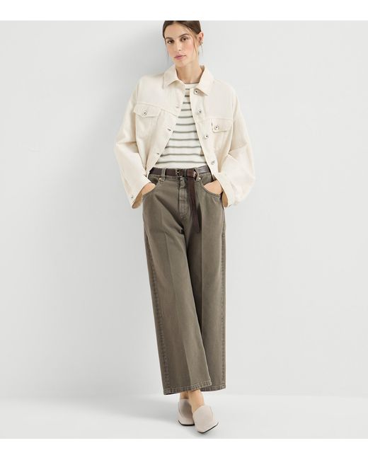 Brunello Cucinelli Gray Cotton Denim Garment-Dyed Trousers