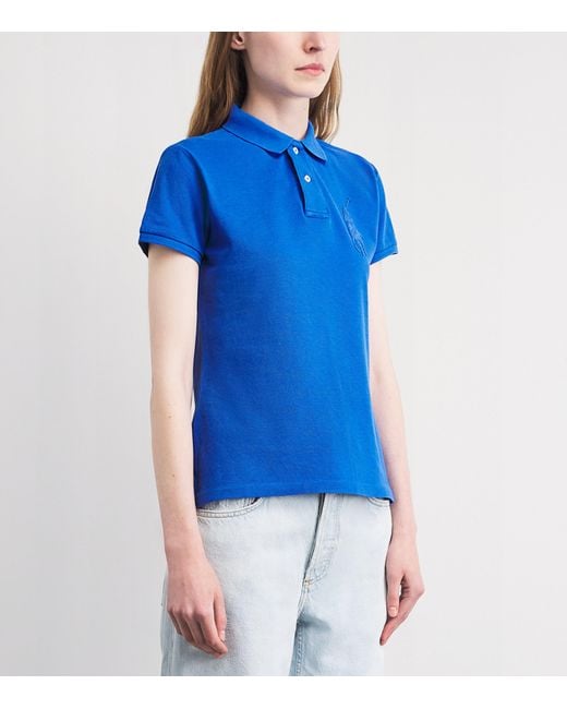 Polo Ralph Lauren Blue Cotton Beaded Big Pony Polo Shirt