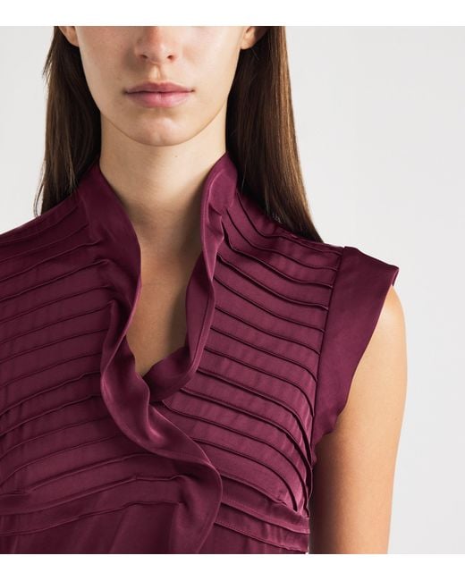 Claudie Pierlot Purple Satin Ruffled Mini Dress