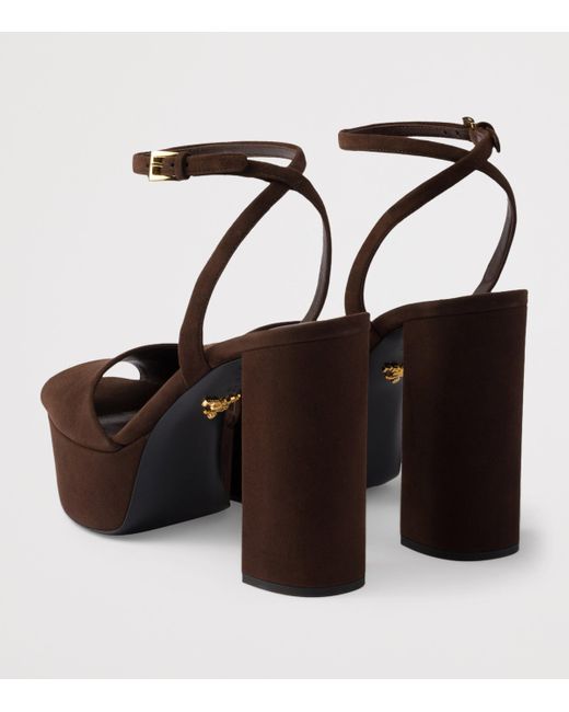 Prada Brown Suede Platform Sandals 115