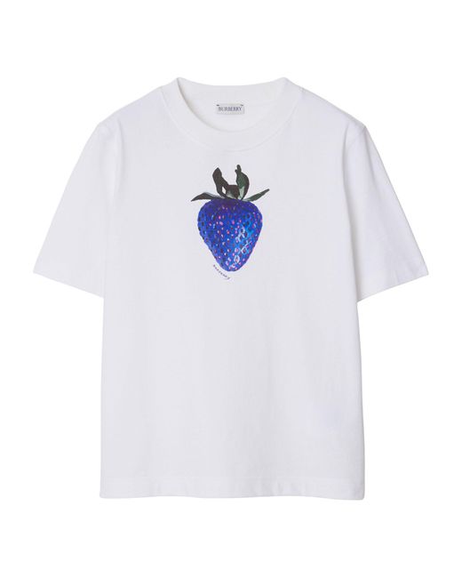 Burberry White Strawberry Print T-shirt