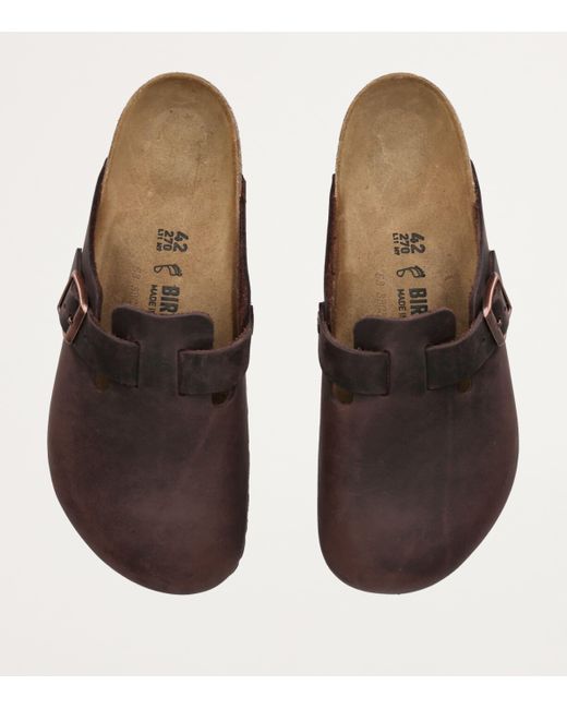 Birkenstock Brown Leather Boston Clogs for men