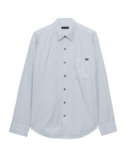 Prada Blue Cotton Logo Shirt for men