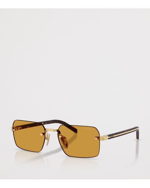 Prada Metallic Rimless Rectangle Sunglasses for men
