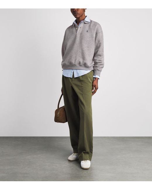 Polo Ralph Lauren Gray Fleece Polo Sweatshirt
