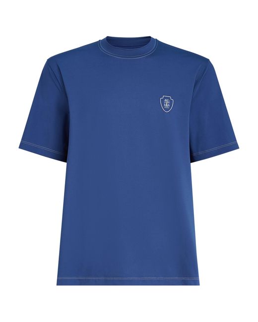 Brunello Cucinelli Blue Technical Crest T-Shirt for men