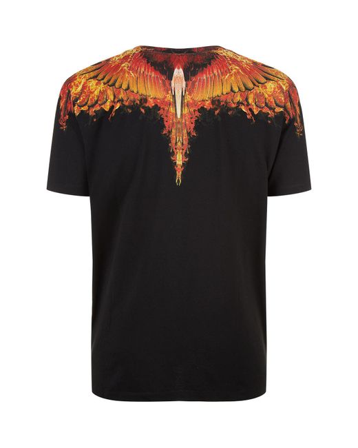 Marcelo Burlon Black Flame Wing Shoulder T-shirt for men