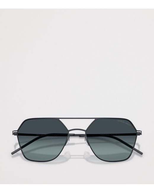 Giorgio Armani Gray Metal Square Sunglasses for men