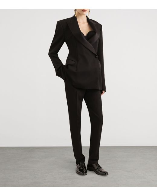 Dolce & Gabbana Black Virgin Wool-Blend Tuxedo Trousers