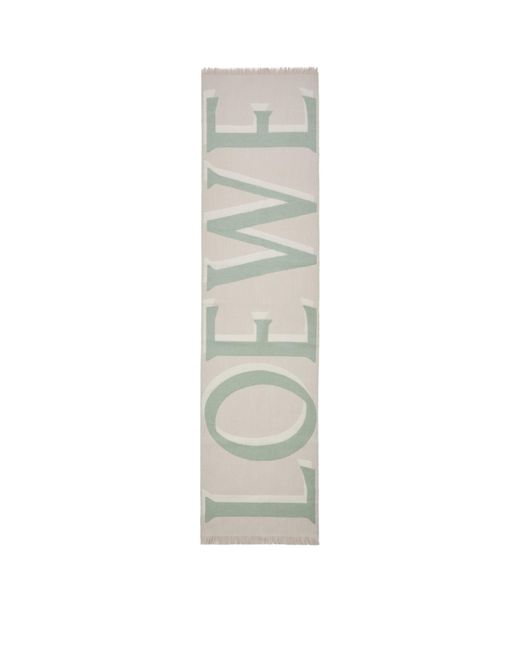 Loewe White Cashmere-Wool Scarf