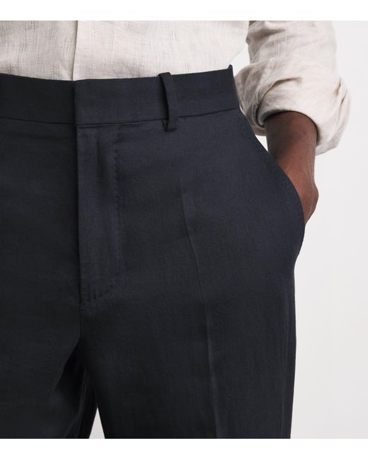 Agnona Blue Linen Straight Trousers for men