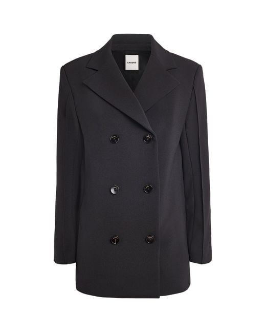 Sandro Black Double-Breasted Blazer