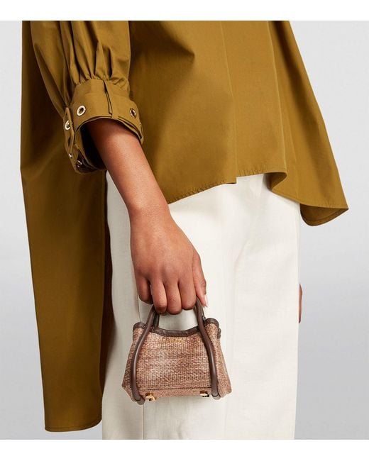 Max Mara Brown Mini Jacquard Top-handle Bag