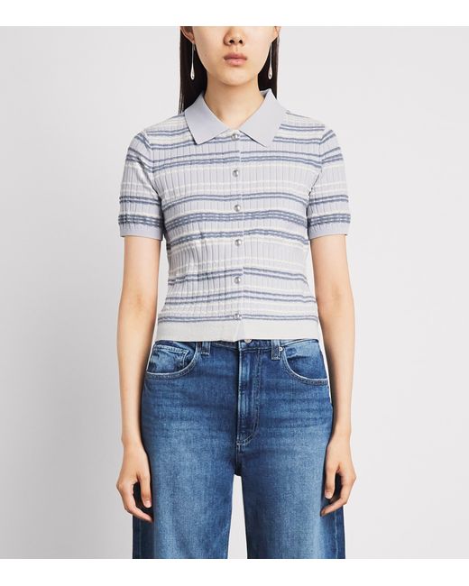 Rag & Bone White Cotton-Blend Stripe Karina Cardigan