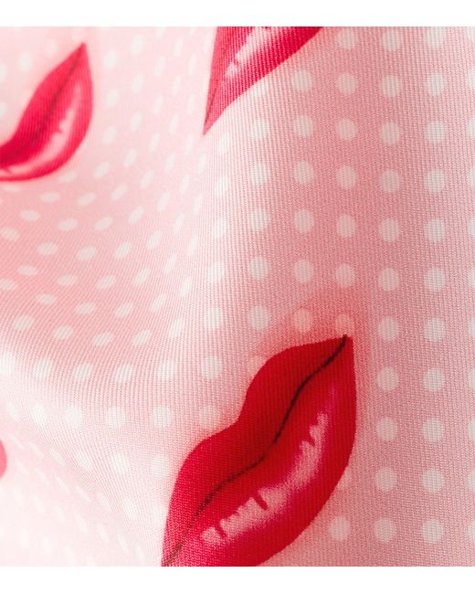 Prada Pink Silk Lips Print Scarf