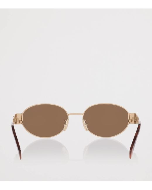 Céline Brown Metal Triomphe Cl40235U Oval Sunglasses