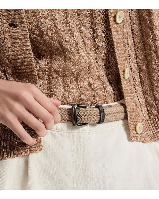 Brunello Cucinelli Natural Stretch-Cotton Braided Belt