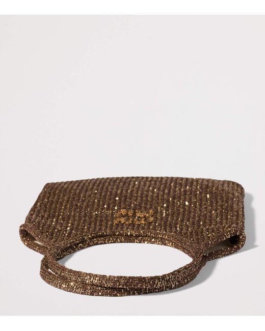 Miu Miu Brown Mesh-Sequin Ivy Tote Bag