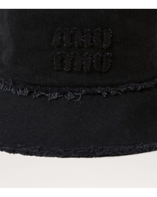 Miu Miu Black Denim Logo Bucket Hat