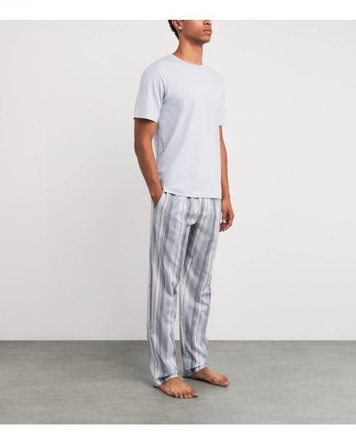 Hanro Blue Cotton Night & Day Sweatpants for men