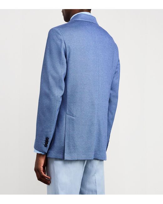 Brioni Blue Silk-Cotton Blazer for men