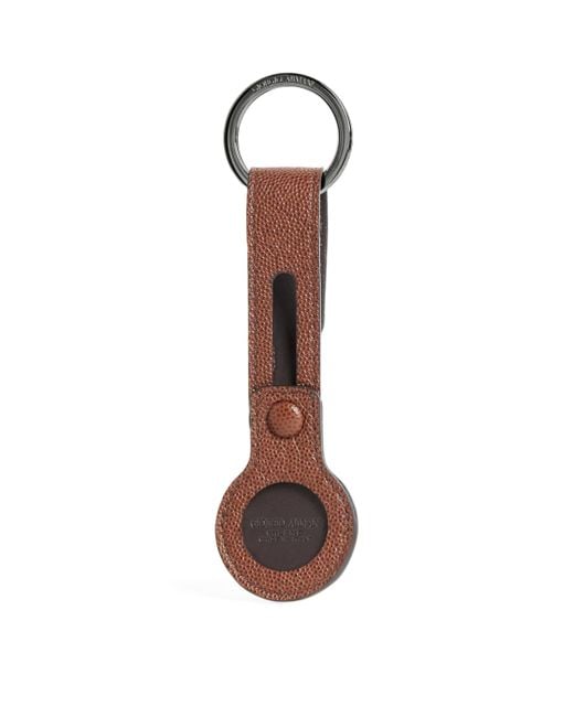 Giorgio Armani White Leather Logo Keyring for men