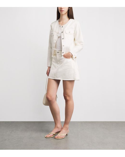 PAIGE White Denim Bobbi Mini Skirt