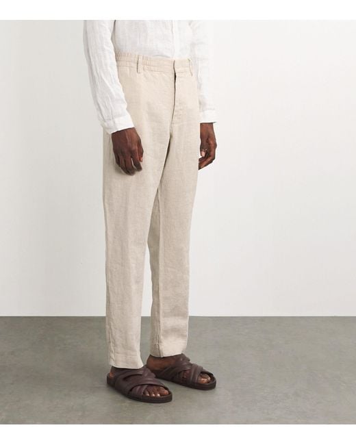 NN07 Natural Linen Tapered Trousers for men