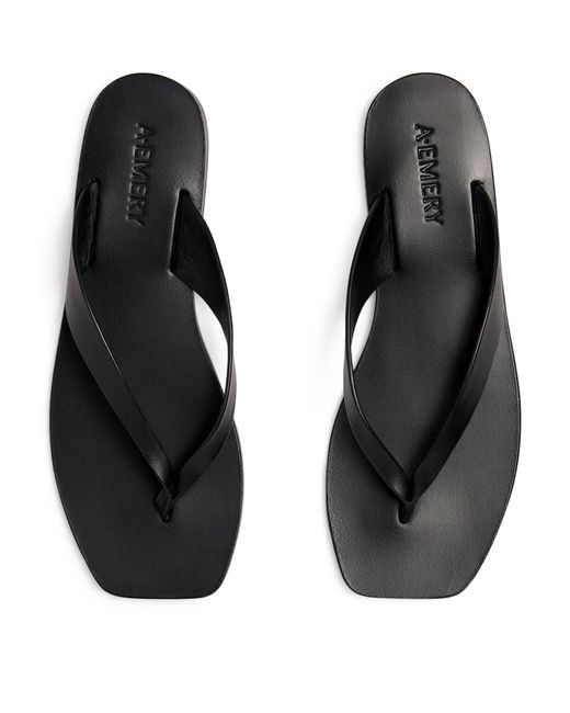 A.Emery Leather Kinto Flip Flops in Black Lyst