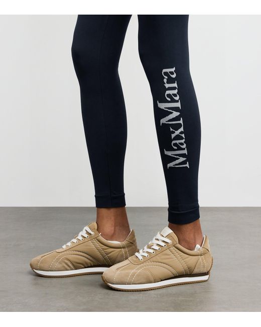 Max Mara Blue Logo Leggings