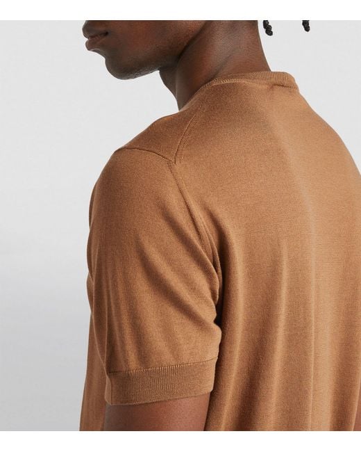 Giorgio Armani Brown Silk-blend Short-sleeve Sweater for men