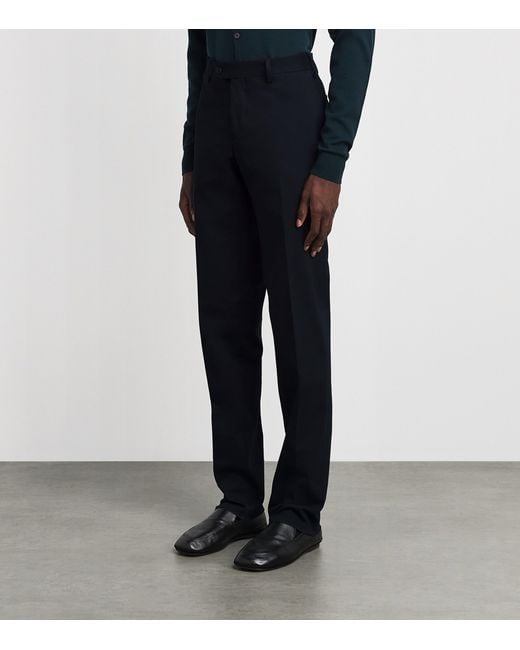 Lardini Blue Stretch-Cotton Tailored Trousers for men