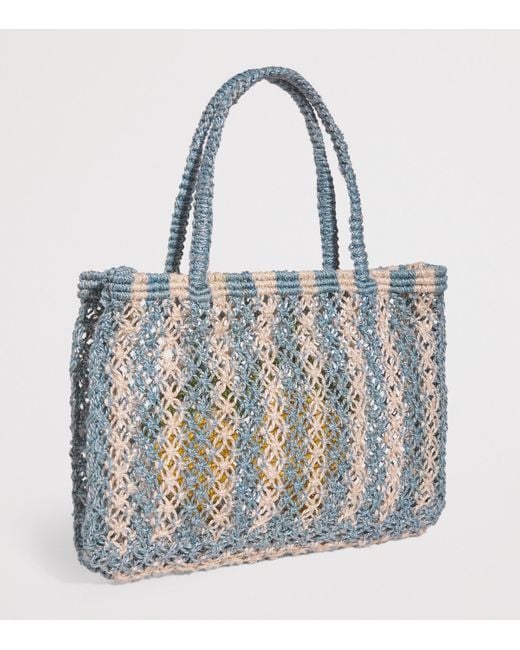 The Jacksons Blue Small Stripe Lemons Tote Bag