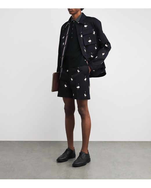 Thom Browne Black Virgin Wool Tricolour Polo Shirt for men