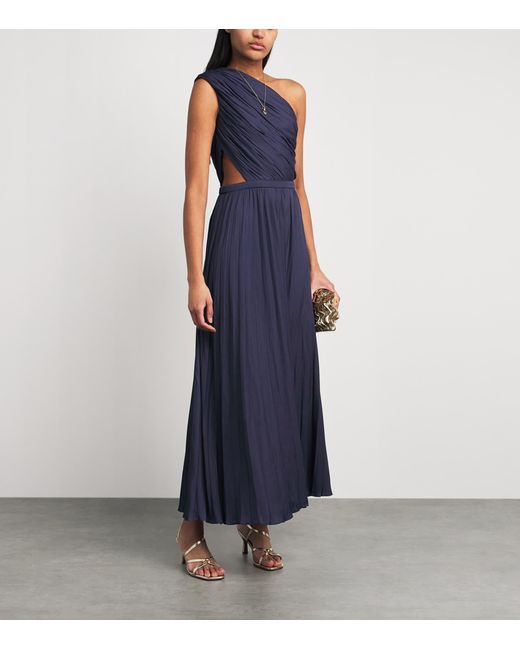 Maje Blue One-Shoulder Maxi Dress