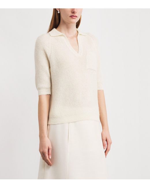 Fabiana Filippi White Knitted Sequin Polo Sweater