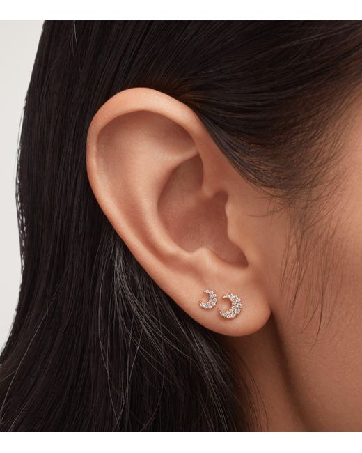 Maria Tash Metallic Diamond Moon Threaded Stud Earring