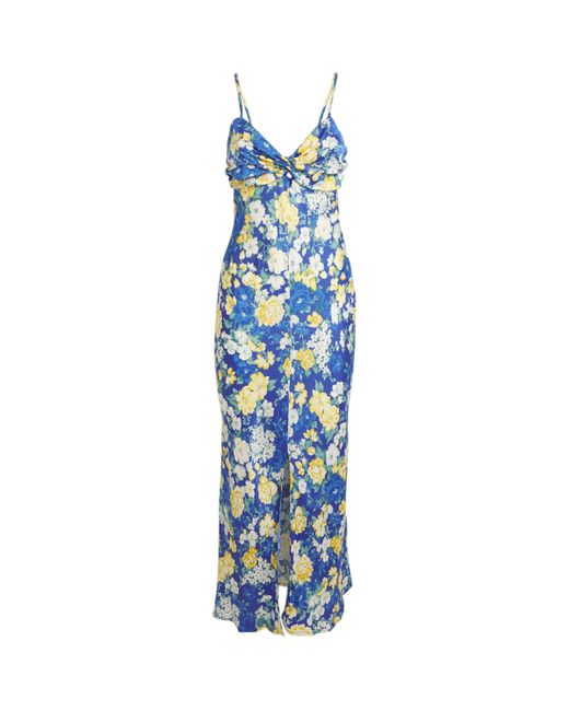 Claudie Pierlot Blue Satin Floral Maxi Dress