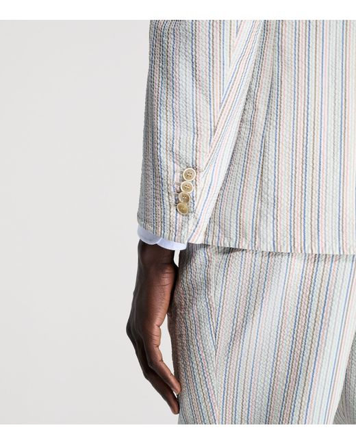 Dunhill White Wool-Silk Stripe Cavendish Blazer for men