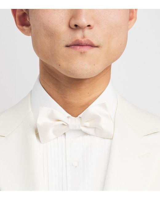 Canali White Silk Bow Tie for men