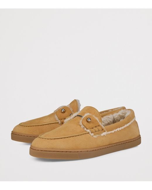 Christian Louboutin Natural Chambeliboat Donna Suede Shearling-Lined Boat Shoes