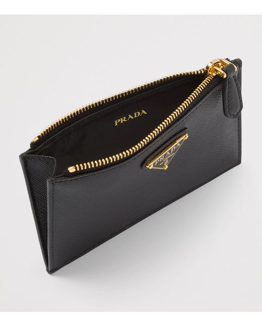 Prada Black Saffiano Leather Zip Card Holder
