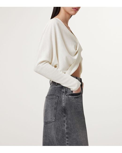 AllSaints White Wool Julieana Wrap Sweater