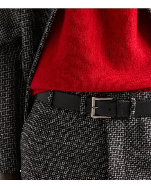 Prada Black Leather Antiqued Belt for men