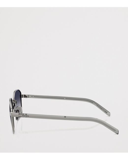Prada Blue Metal Geometric Sunglasses for men