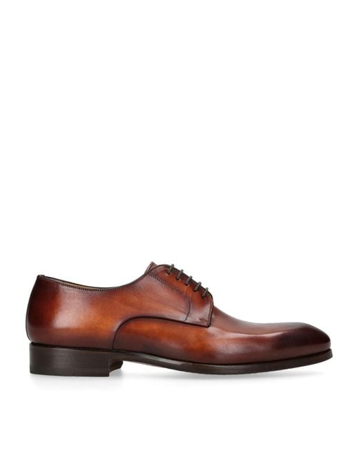 Magnanni Shoes Brown Leather Derby Shoes for men