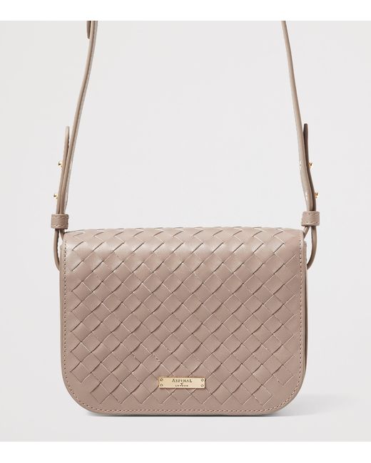Aspinal Brown Woven Leather Ella Cross-Body Bag