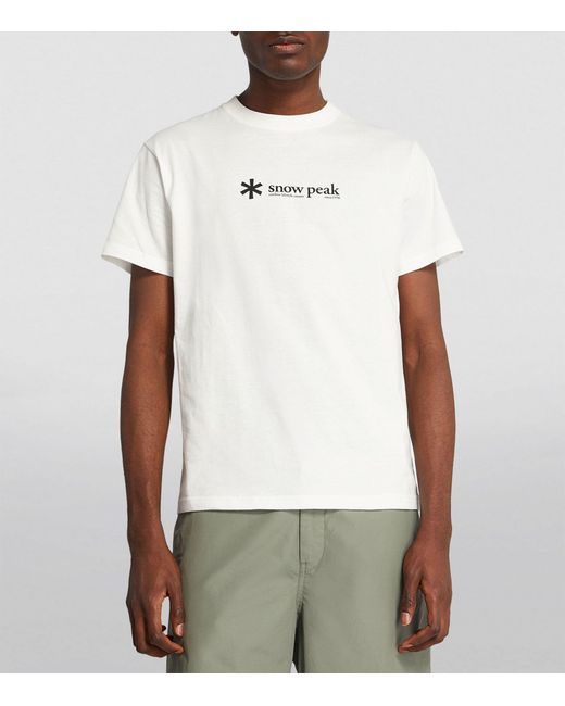 Snow Peak White Cotton Logo T-shirt for men